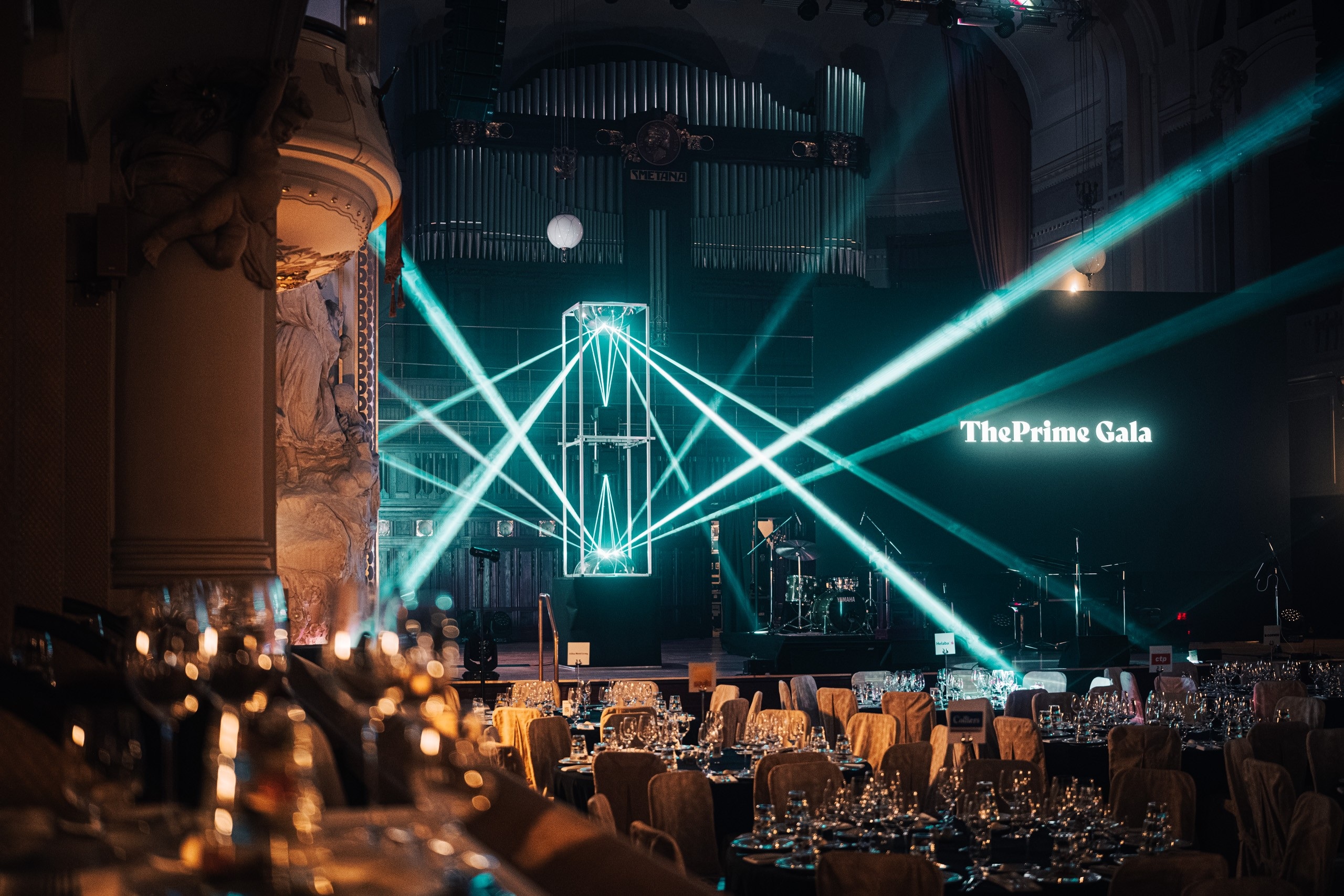 Stage with laser lights at ThePrime Gala